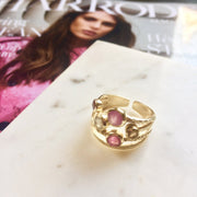 Pink stacked multistone ring