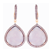 String drop hook earrings - rose quartz