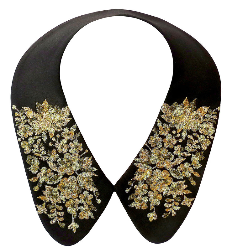 Collar neckpiece with exquisitely delicate hand embroidery