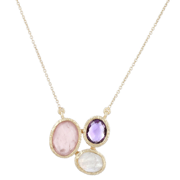 Ria necklace - pink rose quartz