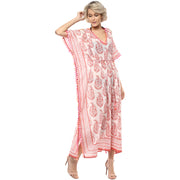 Rini rose pink maxi kaftan with cold shoulders