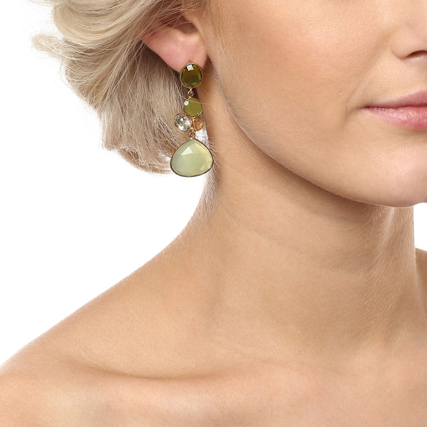 Rini radiant long floral earrings - Green