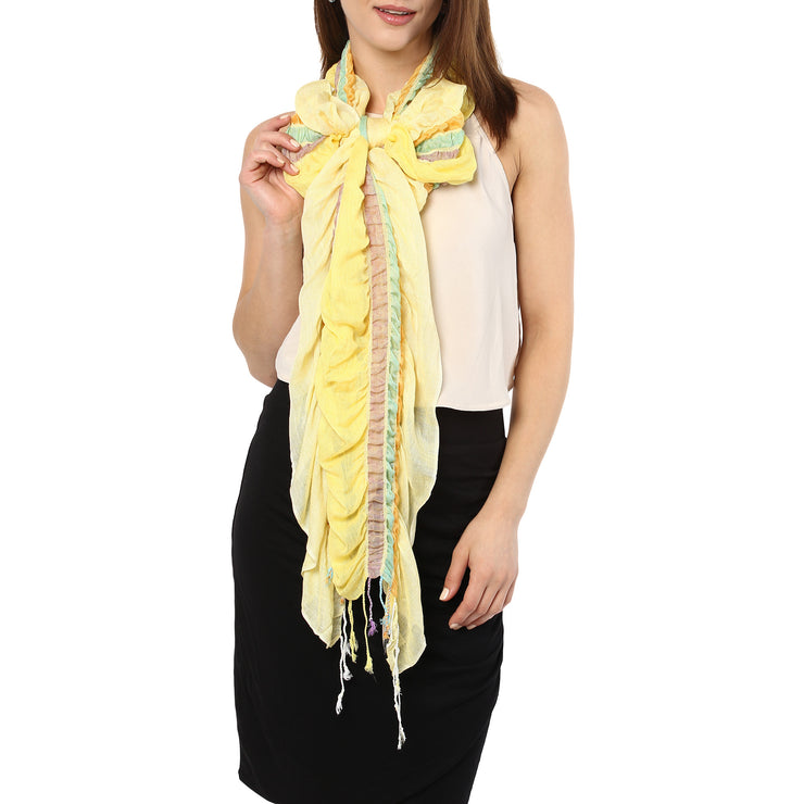 Ruffled striped scarf - daffodil yellow
