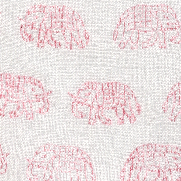 Elephant blockprint scarf - rose pink