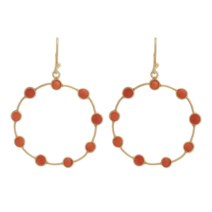 Coral hoop earrings