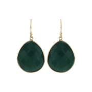 Drop stone hook earrings - green aventurine