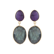Stylish double drop earrings - amethyst and labradorite