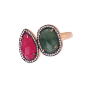 Ruby and jade ring