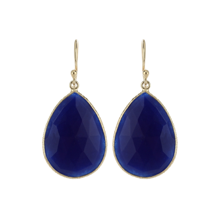 Drop stone hook earrings - lapis lazuli
