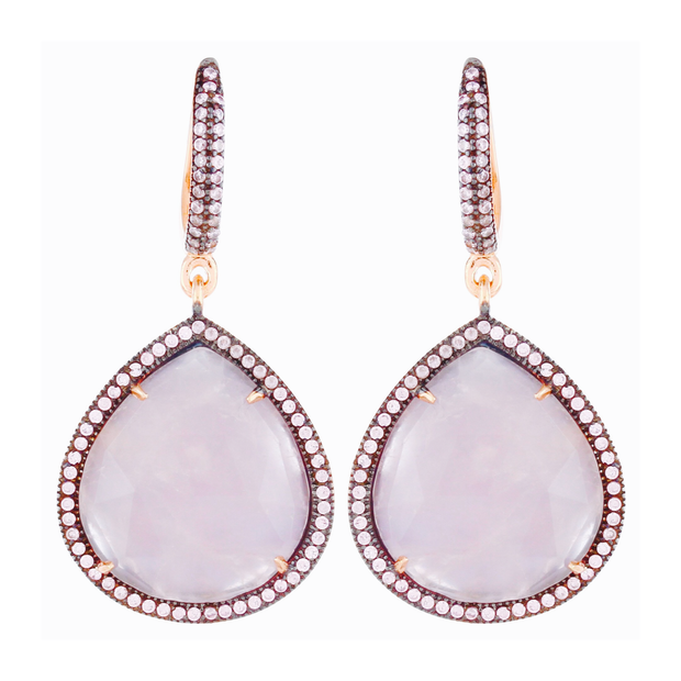 String drop hook earrings - rose quartz