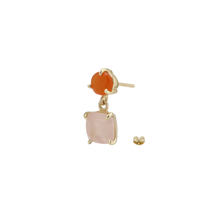 Rangoli Drop Earrings - Peach and Pink