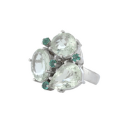 Cocktail green amethyst and emerald ring